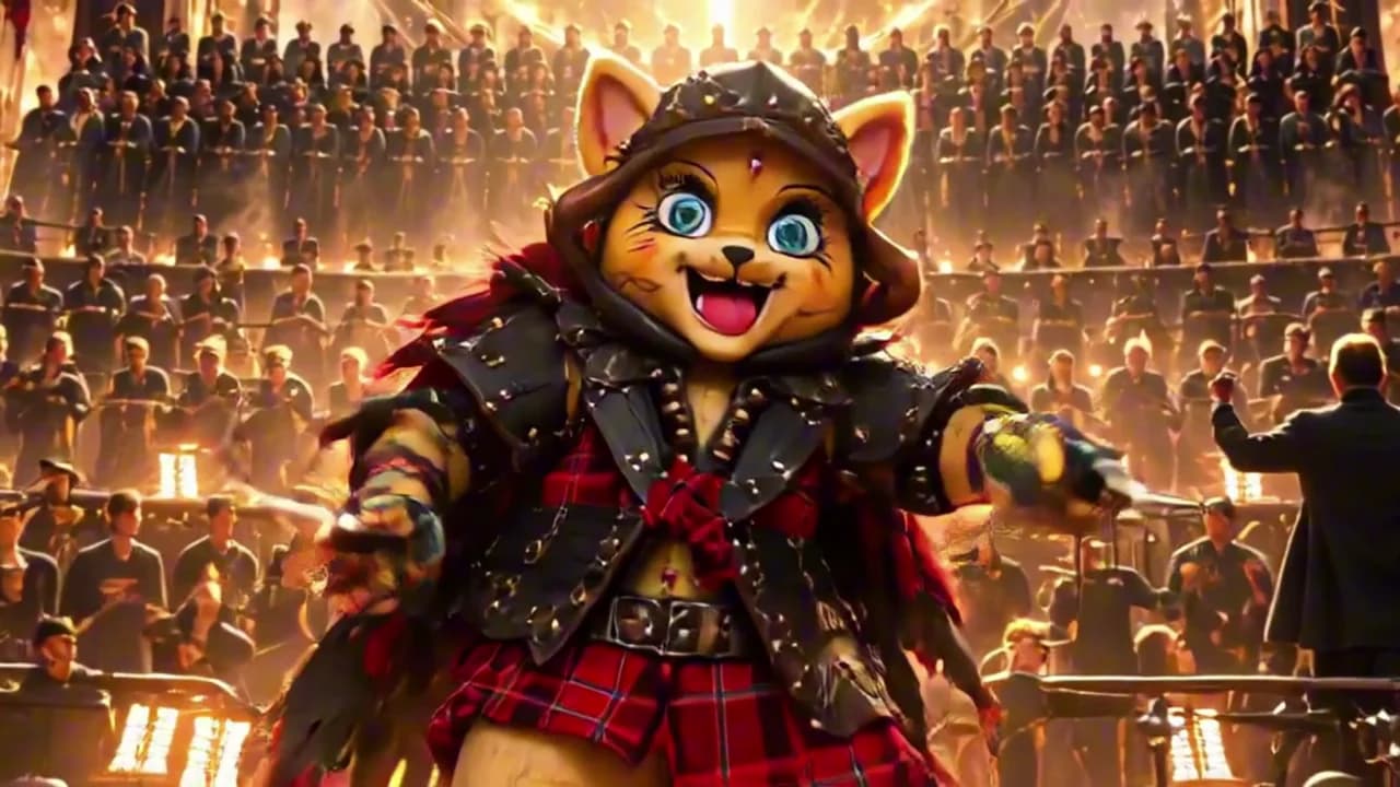 Approved Rebellion music-film poster featuring a feline performer before an orchestra